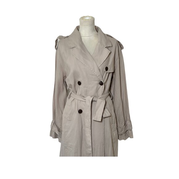 A New Day Women's Linen Long Sleeve Belted Trench Coat Tan Size XL Fall Fashion - Picture 3 of 8